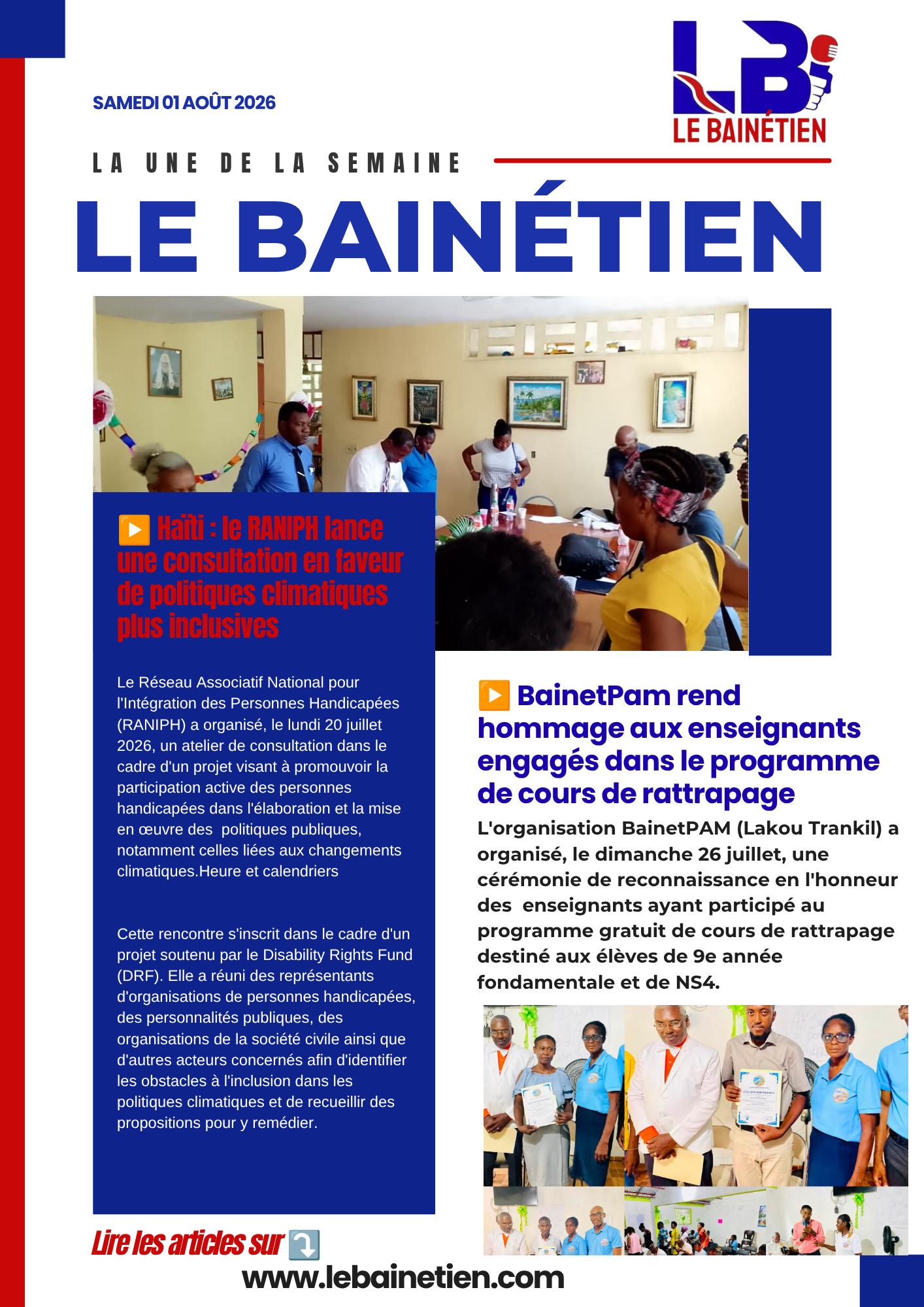 Les grands titres de la semaine(du 28 au 31 juillet 2026